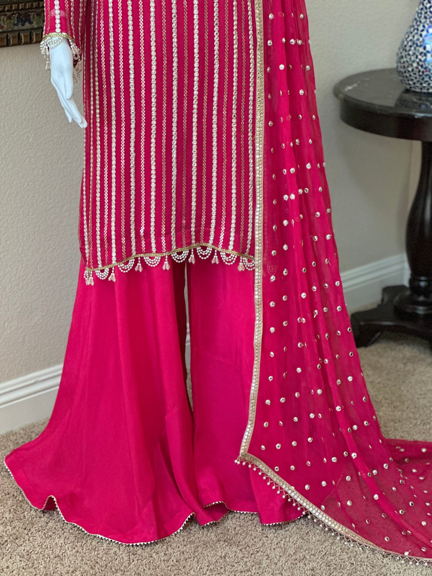Magenta Plazzo Suit