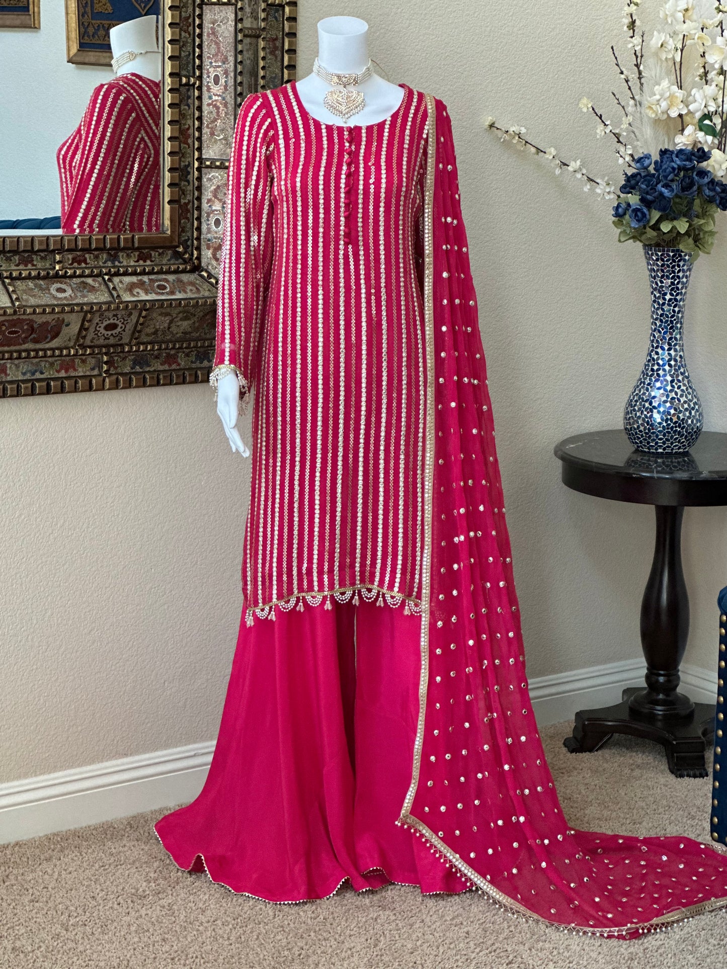Magenta Plazzo Suit