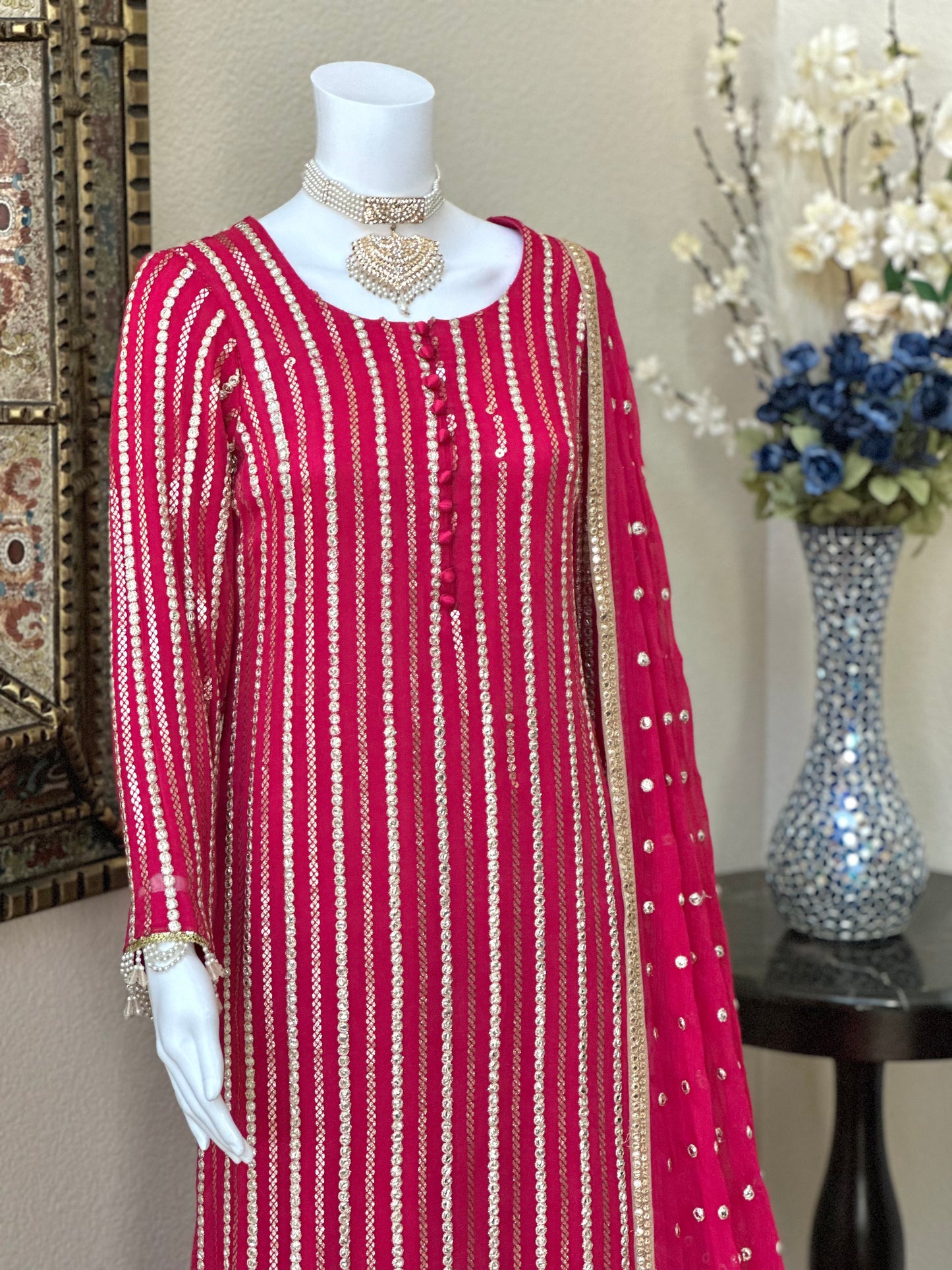 Magenta Plazzo Suit
