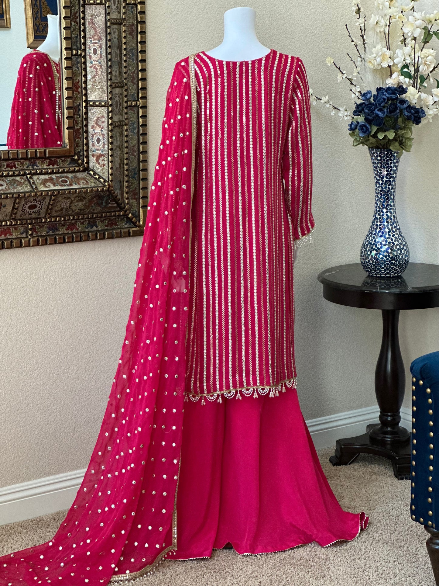 Magenta Plazzo Suit