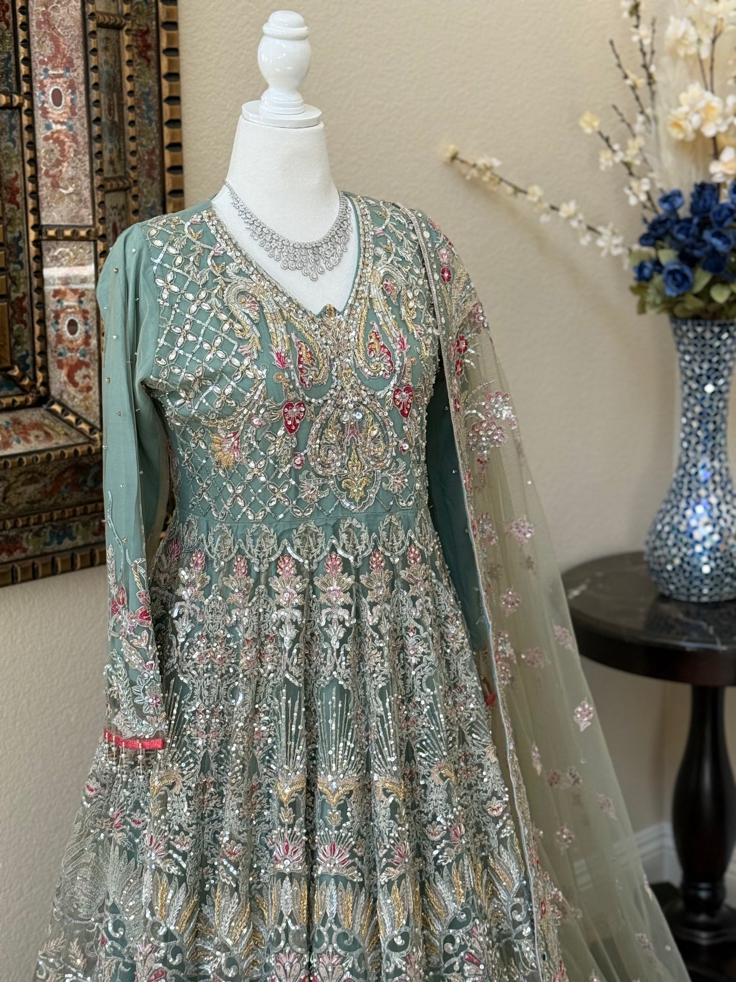 Pastel Teal Maxi Gown