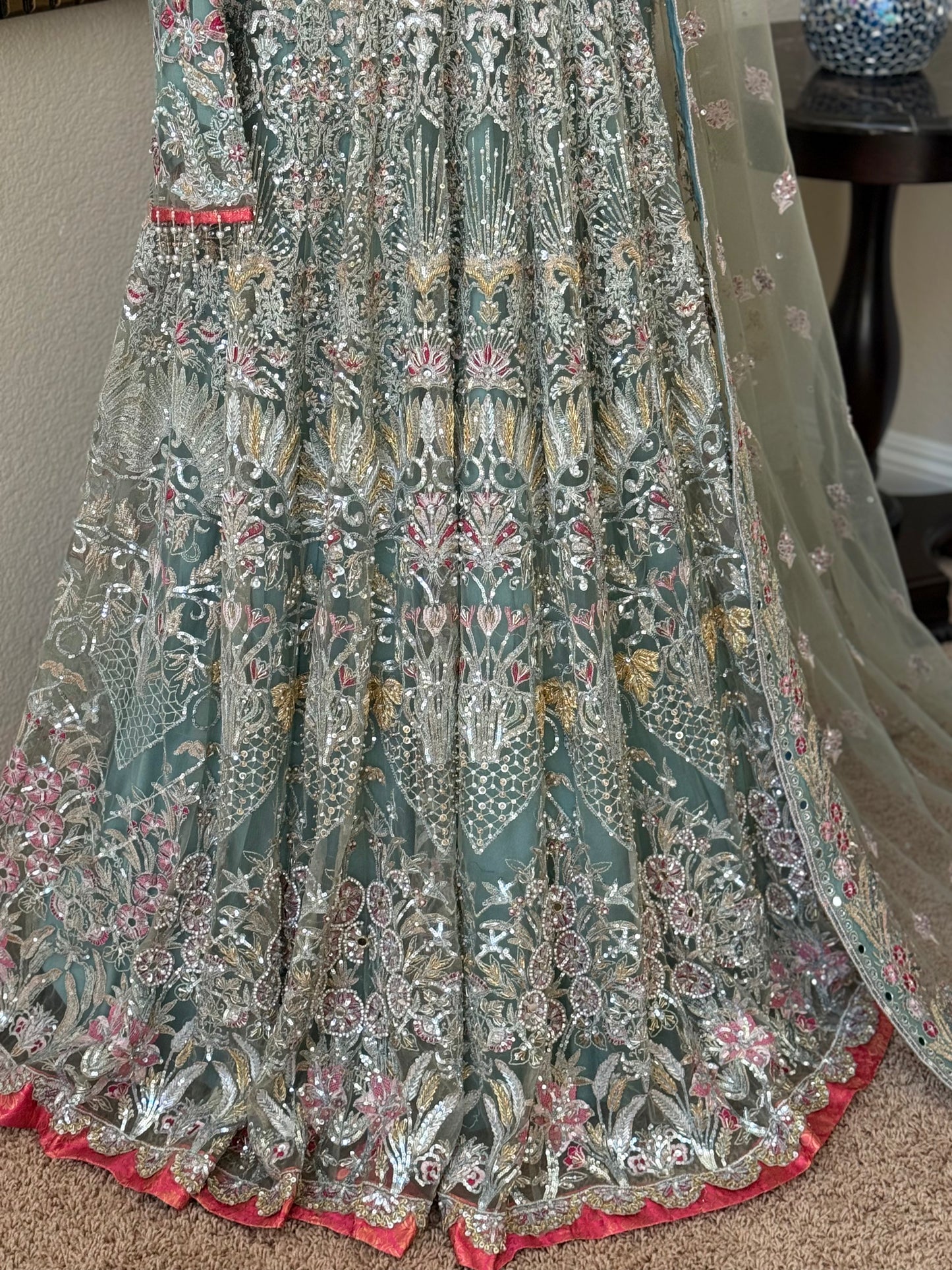 Pastel Teal Maxi Gown