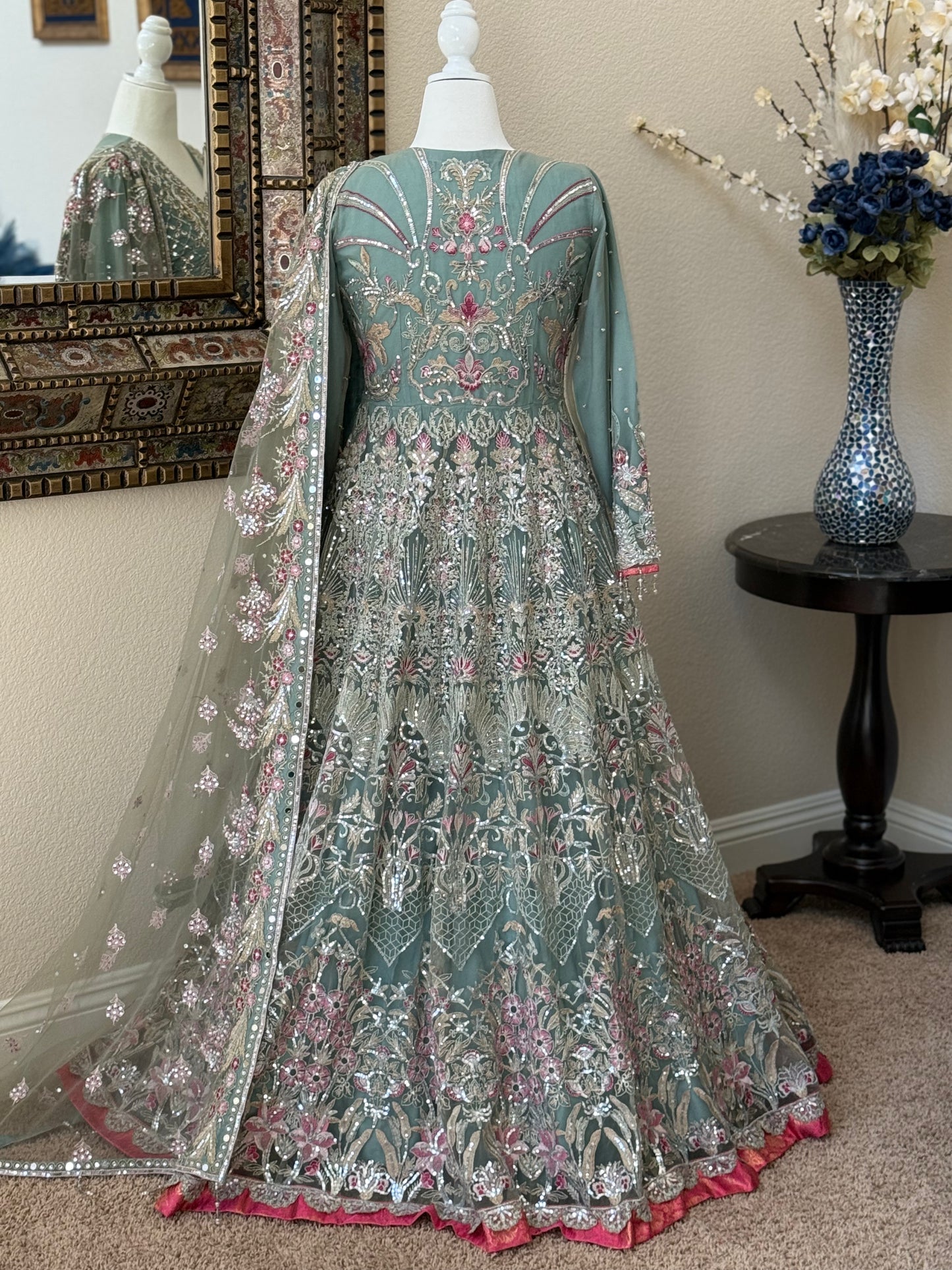 Pastel Teal Maxi Gown