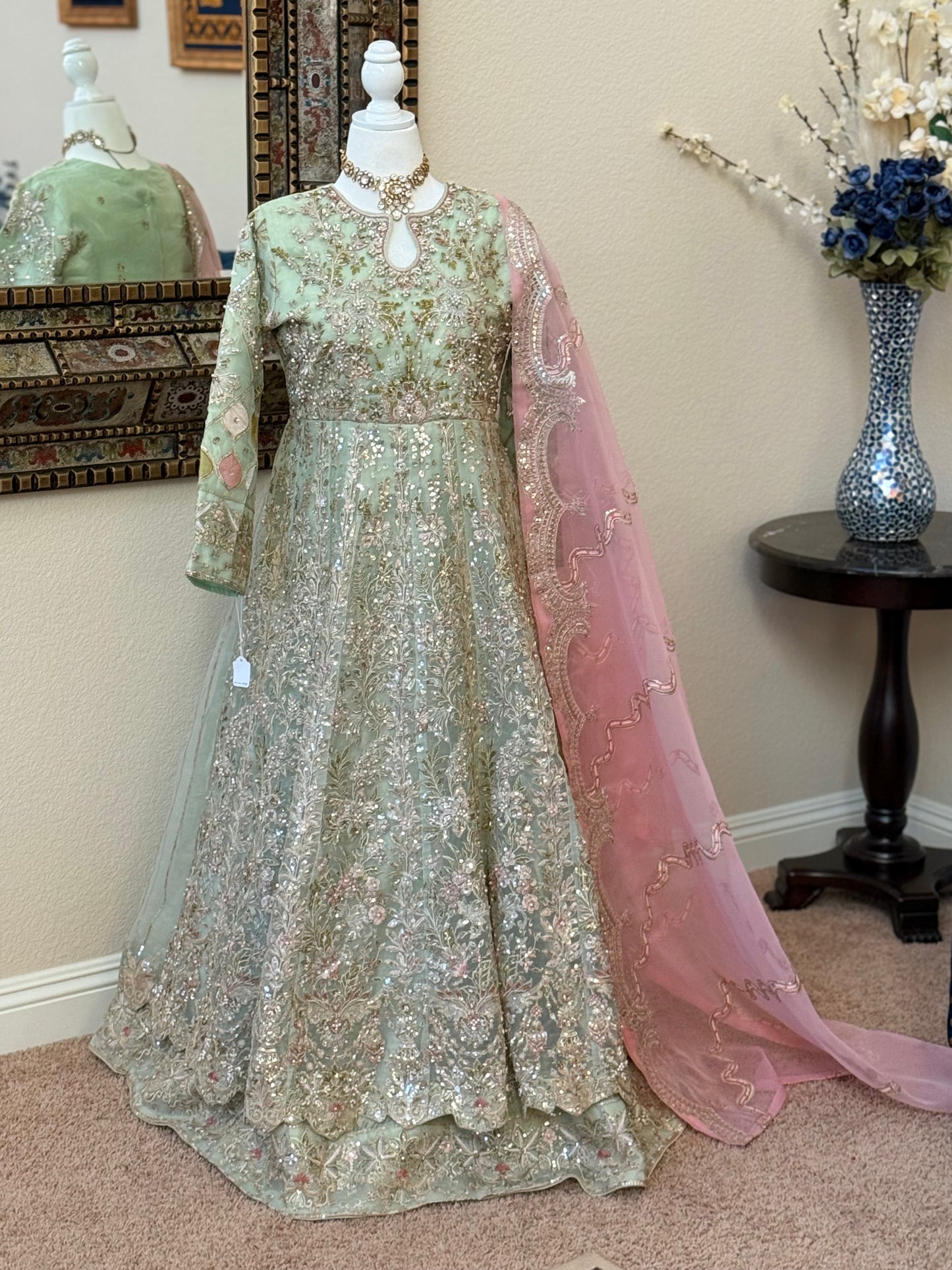Pastel green Maxi Gown