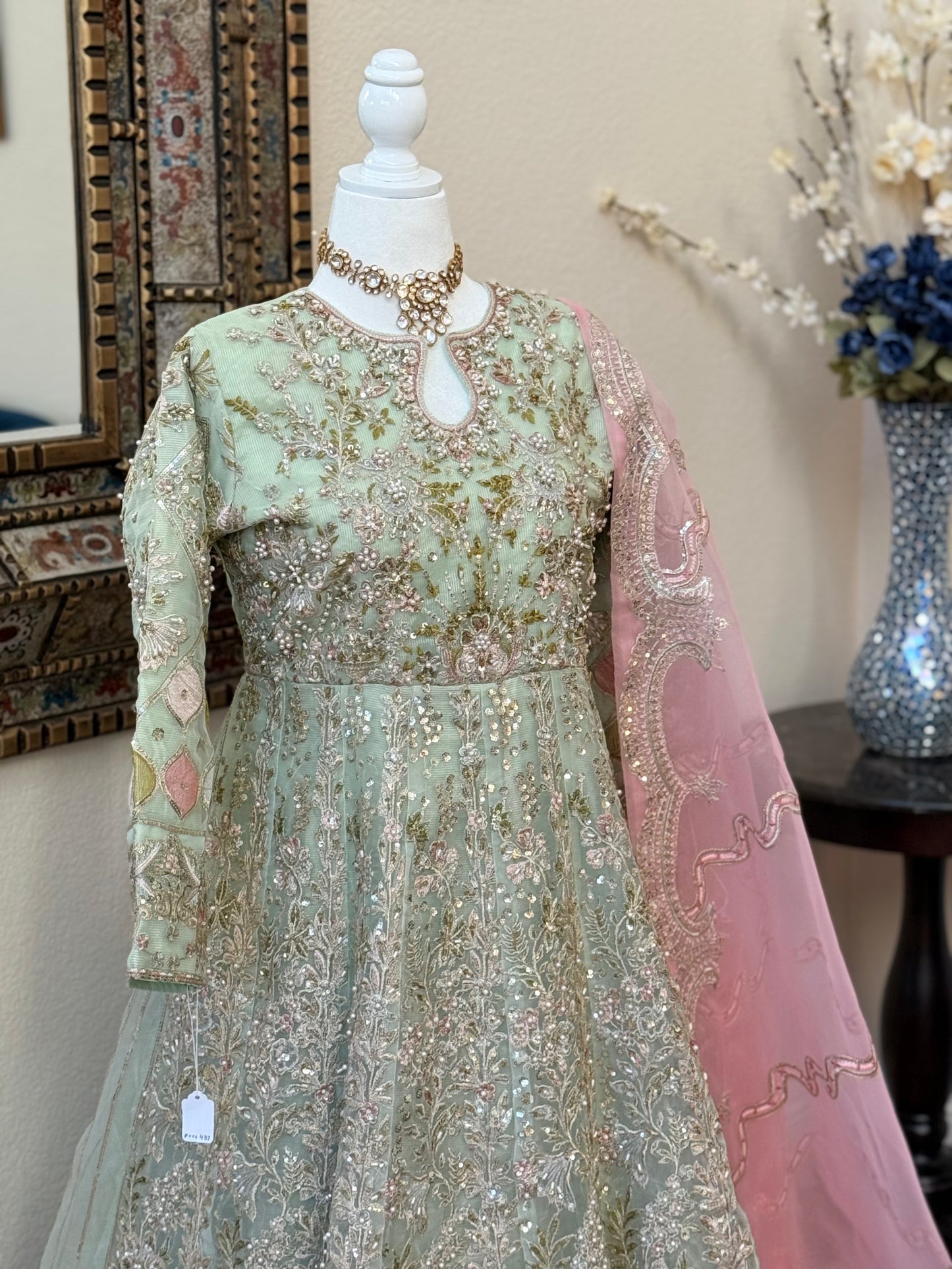 Pastel green Maxi Gown