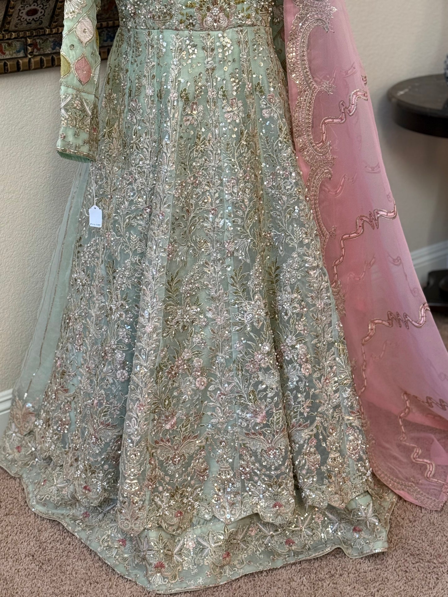 Pastel green Maxi Gown