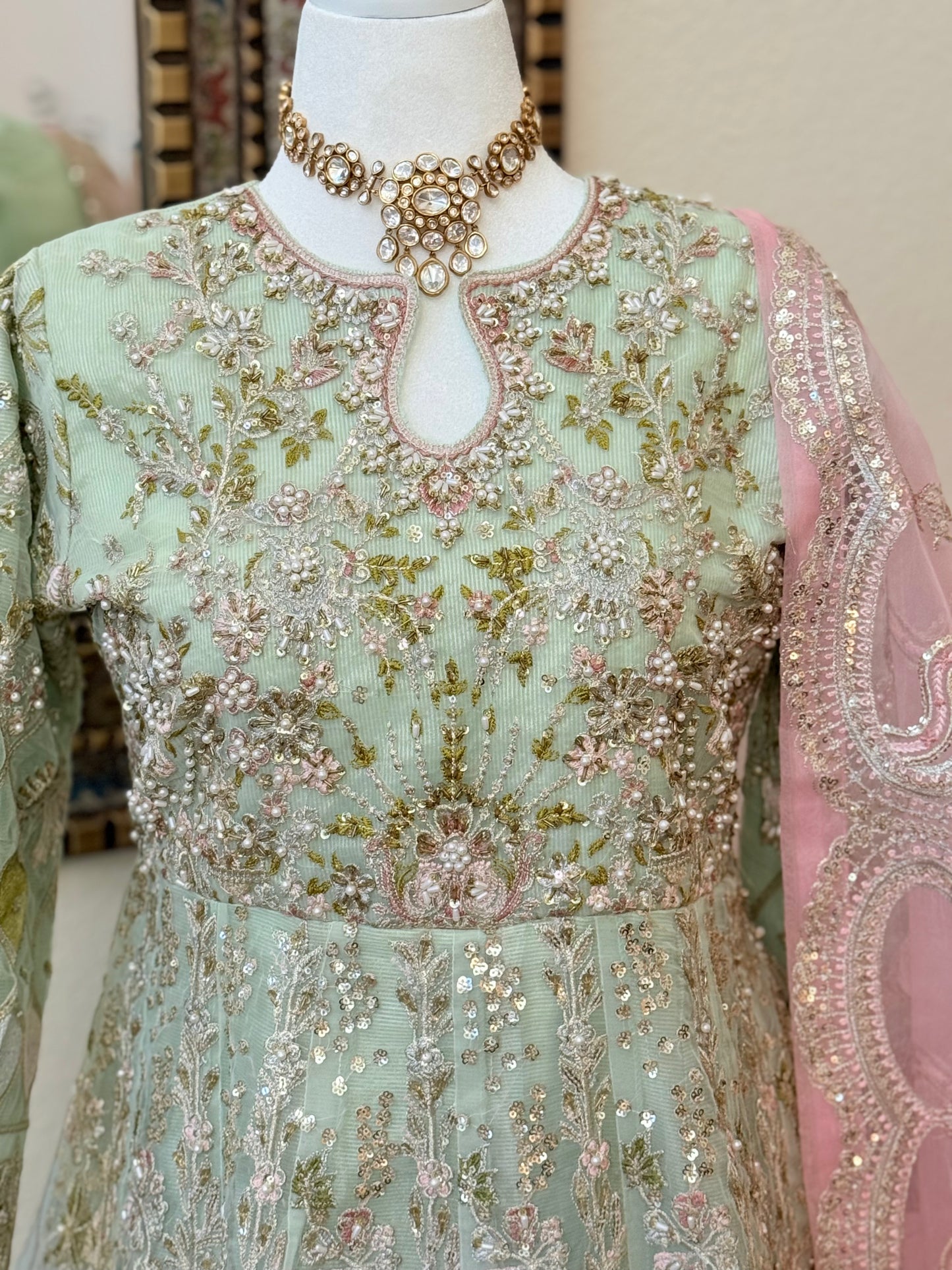 Pastel green Maxi Gown