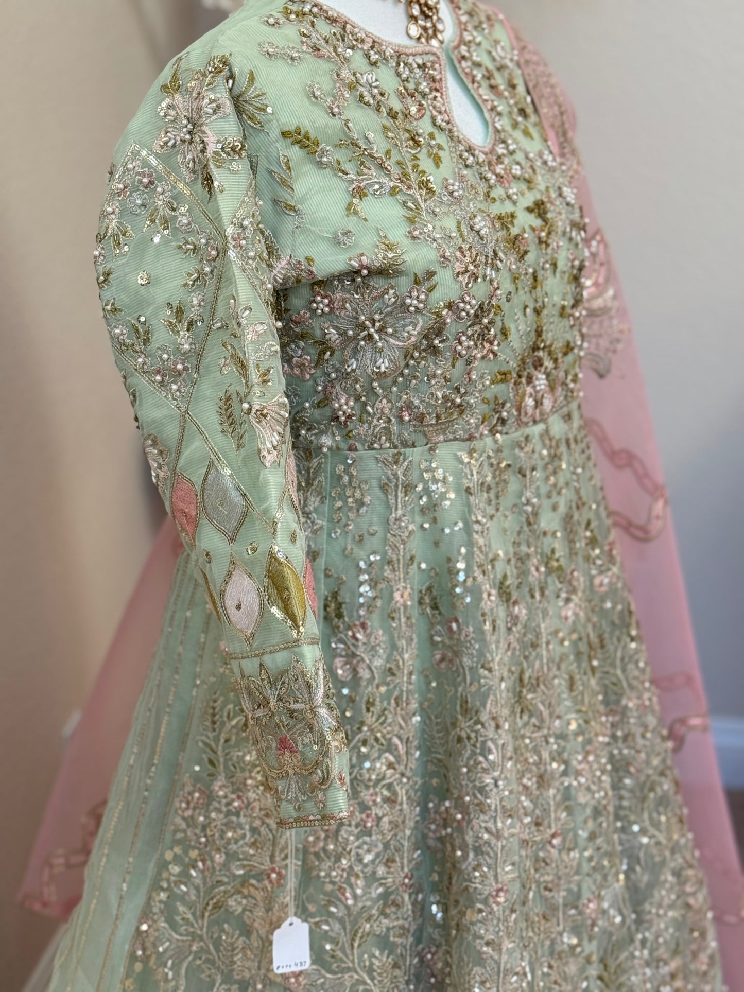 Pastel green Maxi Gown