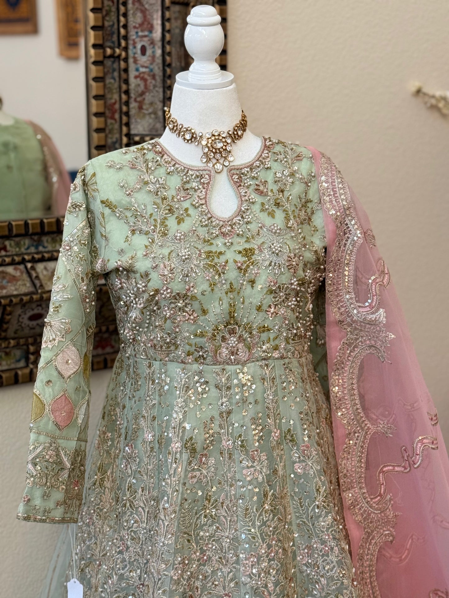 Pastel green Maxi Gown