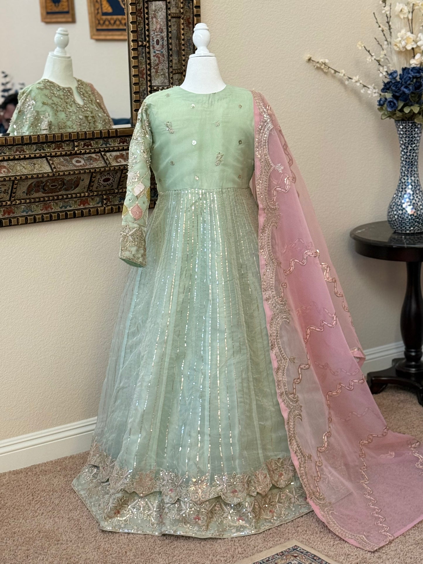 Pastel green Maxi Gown