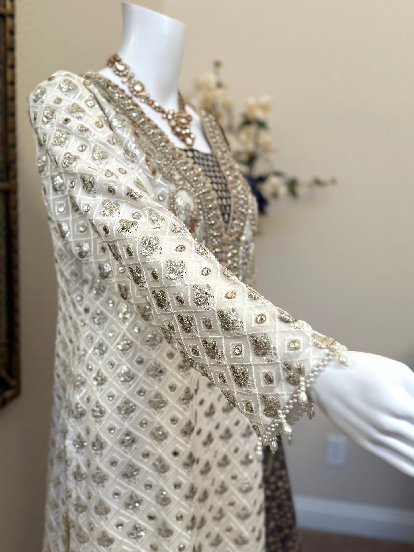 White and Black Plazzo Suit