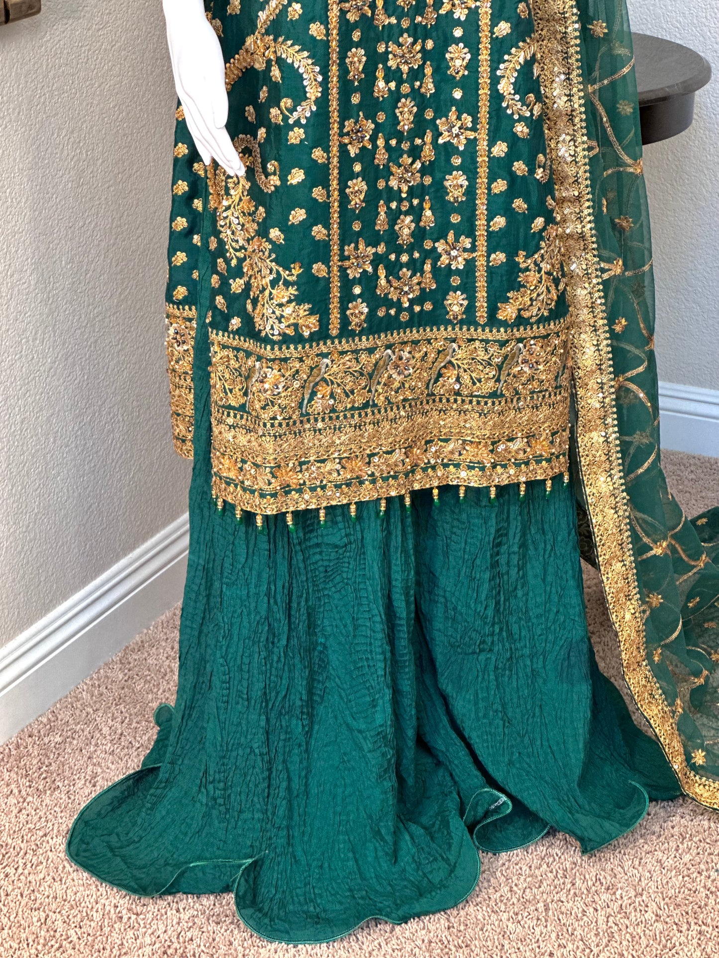 Bottle Green Plazzo Suit