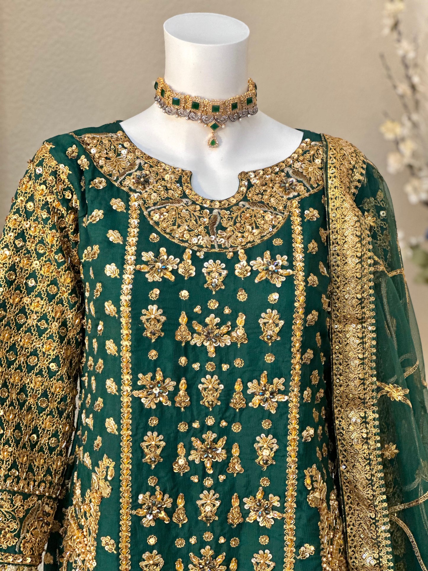 Bottle Green Plazzo Suit