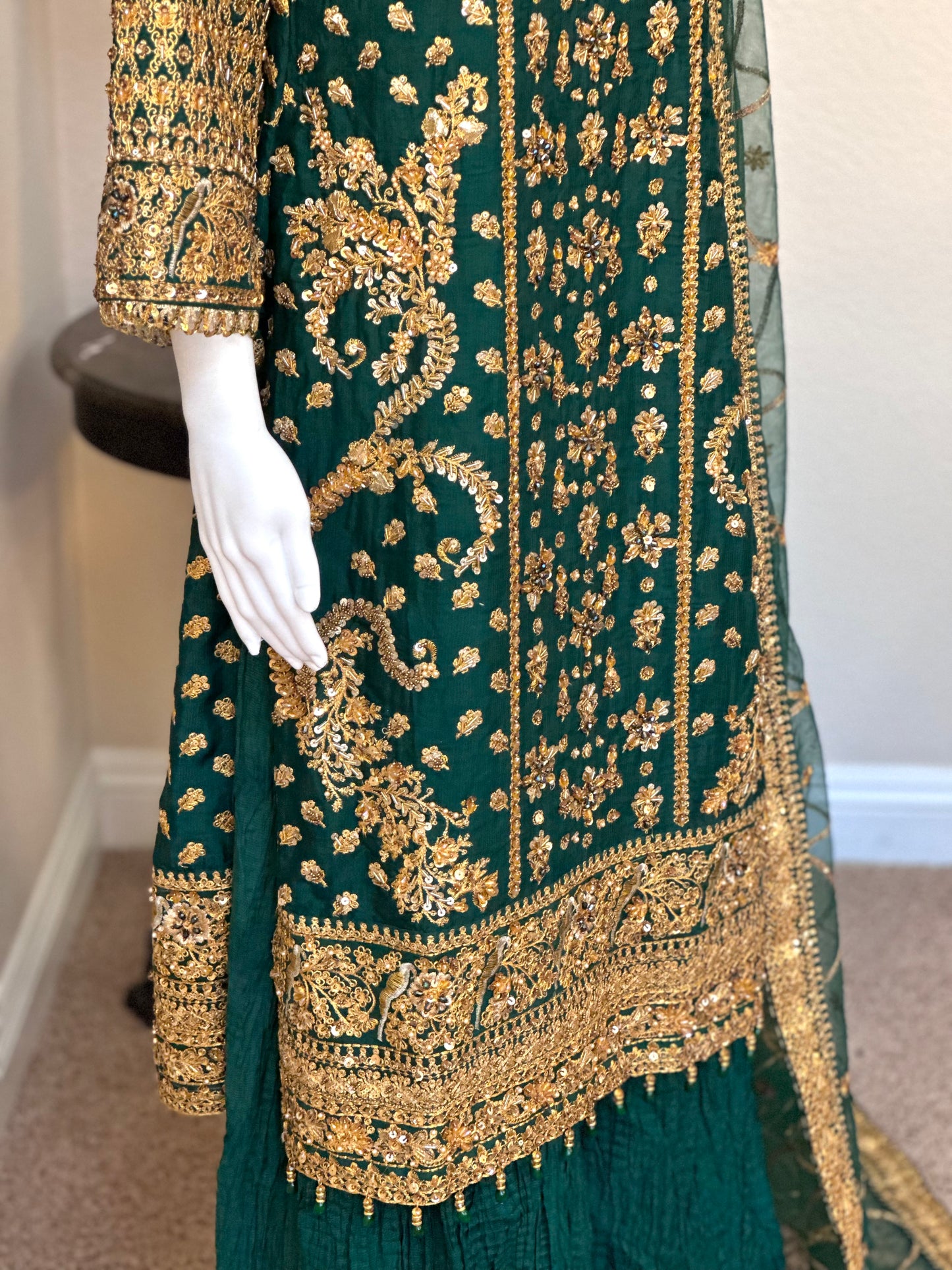 Bottle Green Plazzo Suit