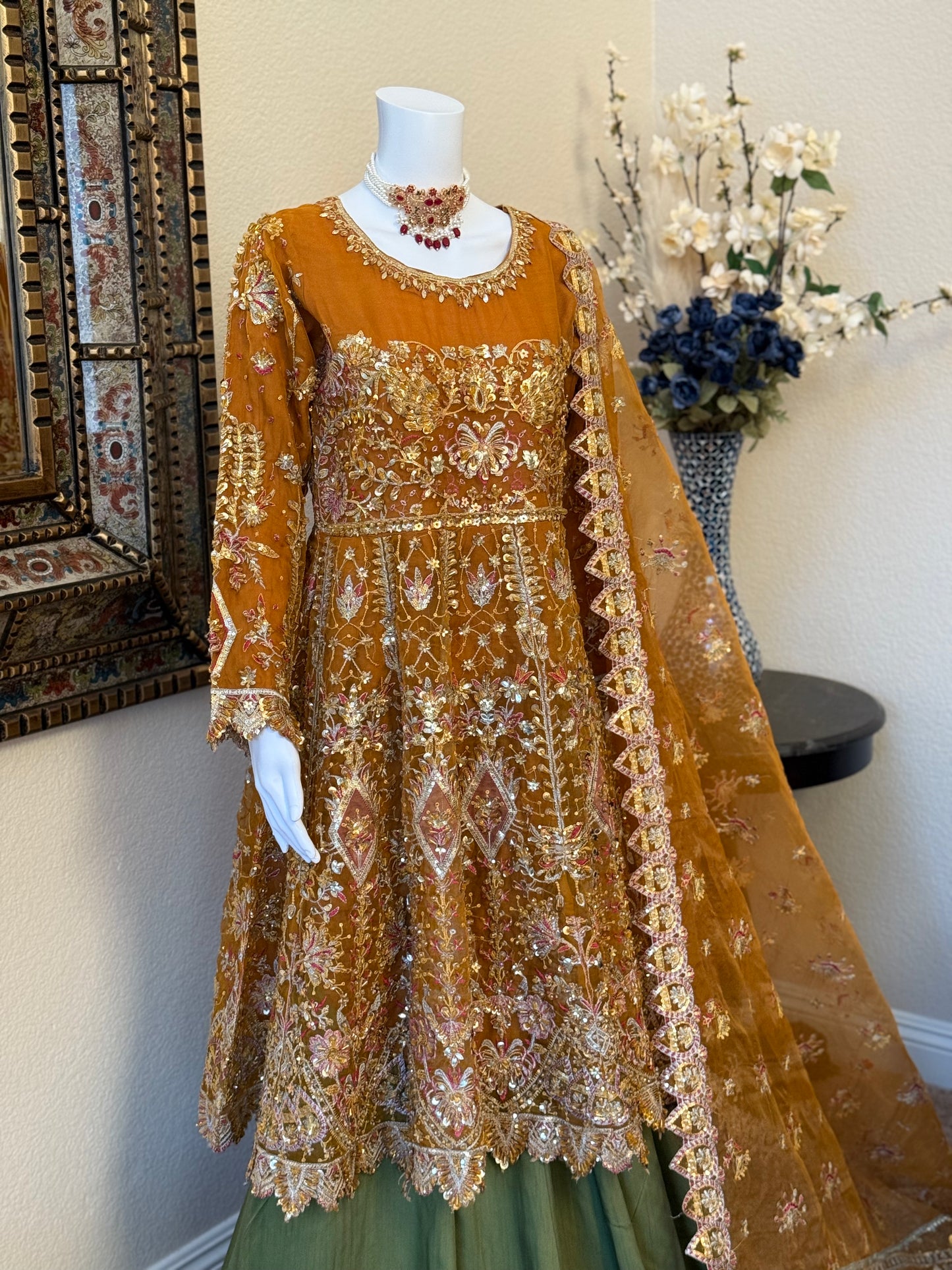 Mustard Frock with Lengha