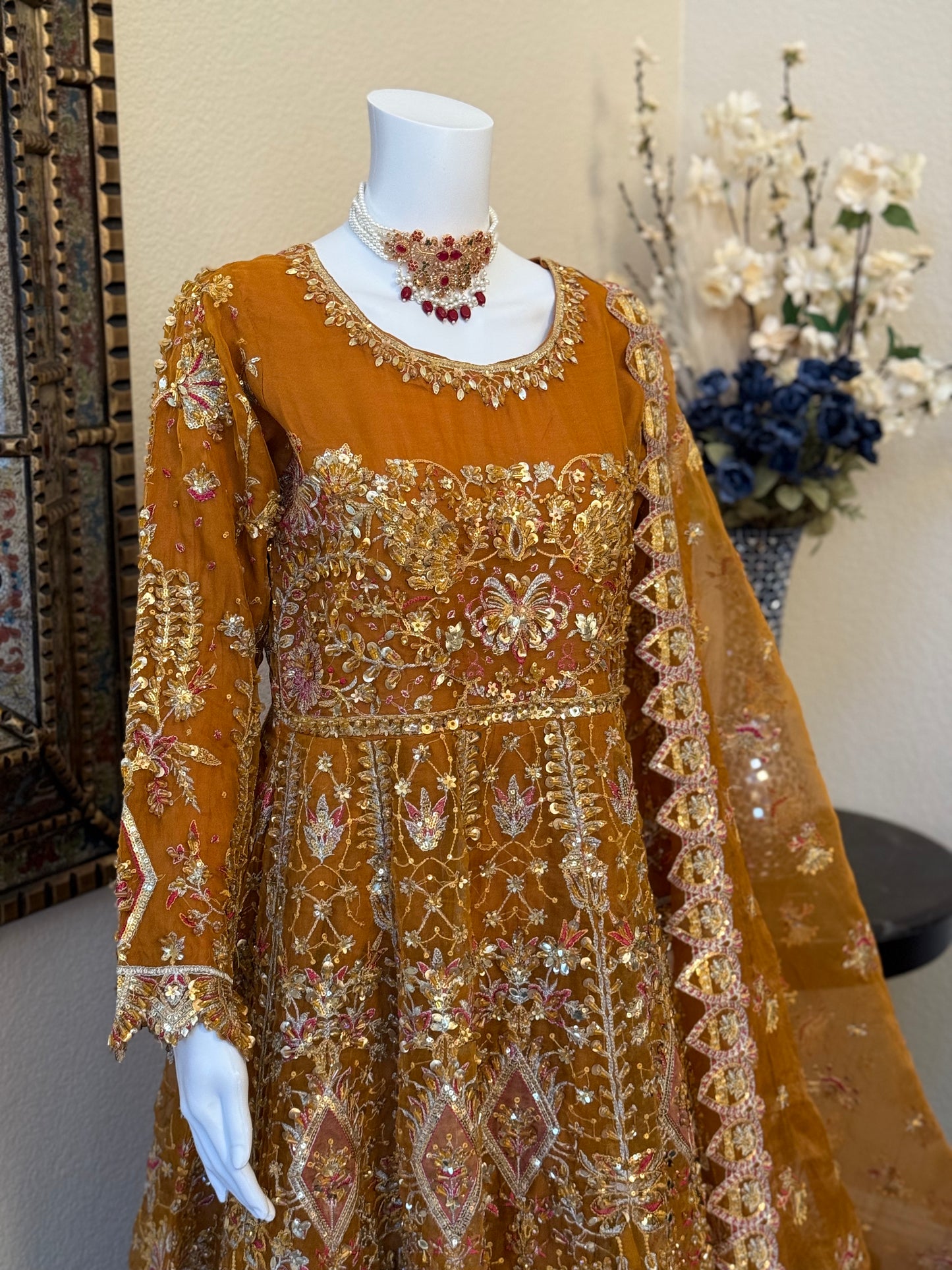 Mustard Frock with Lengha