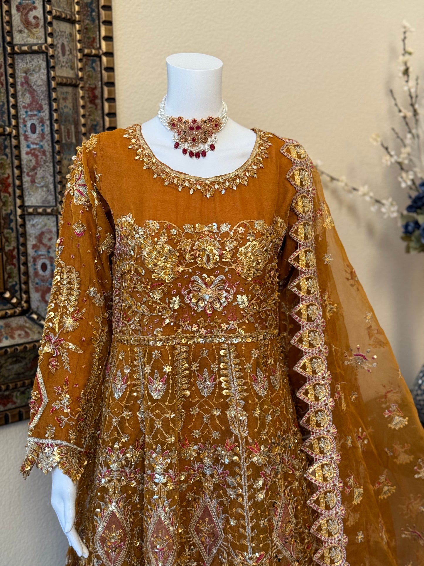 Mustard Frock with Lengha
