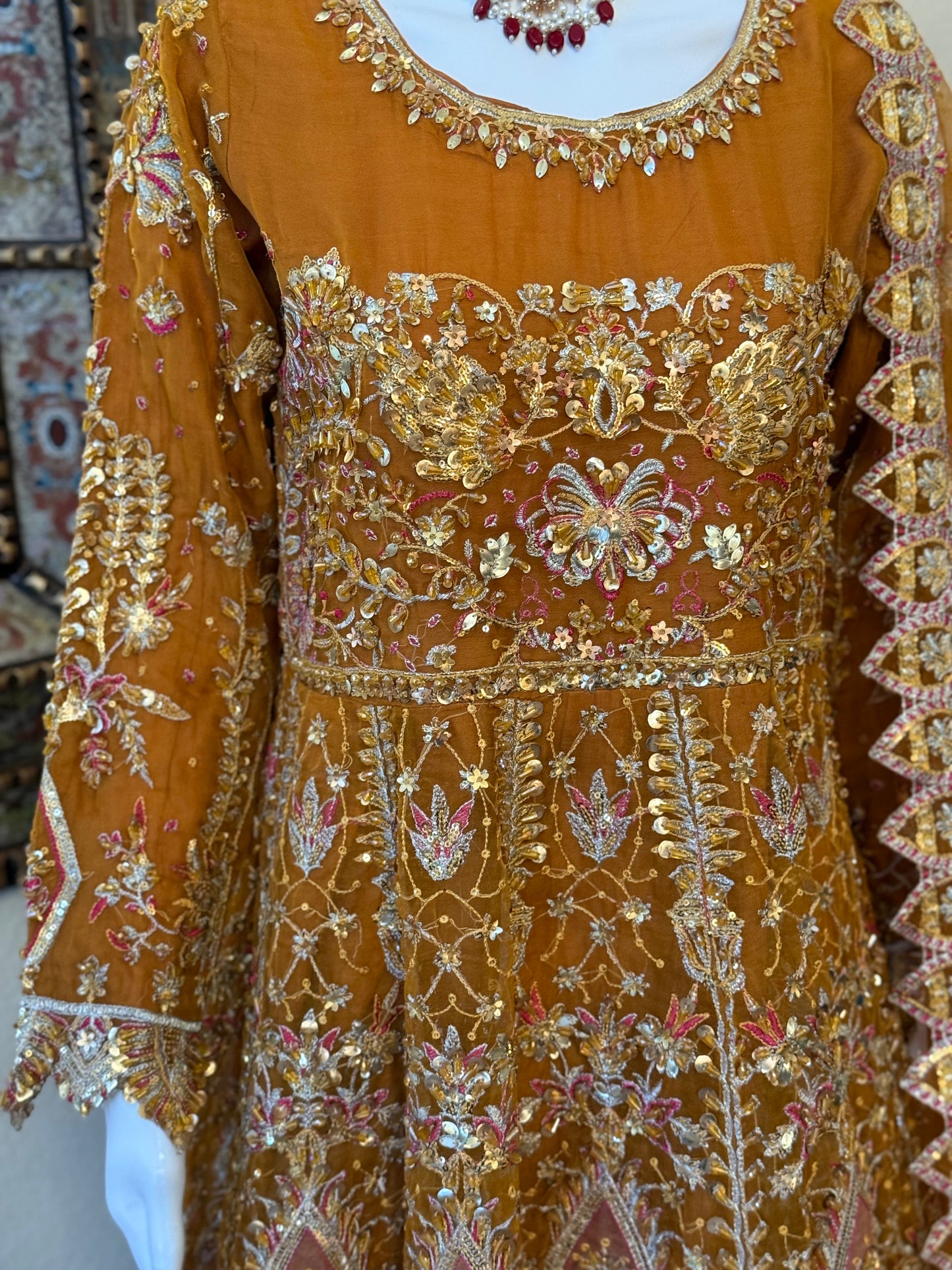 Mustard Frock with Lengha