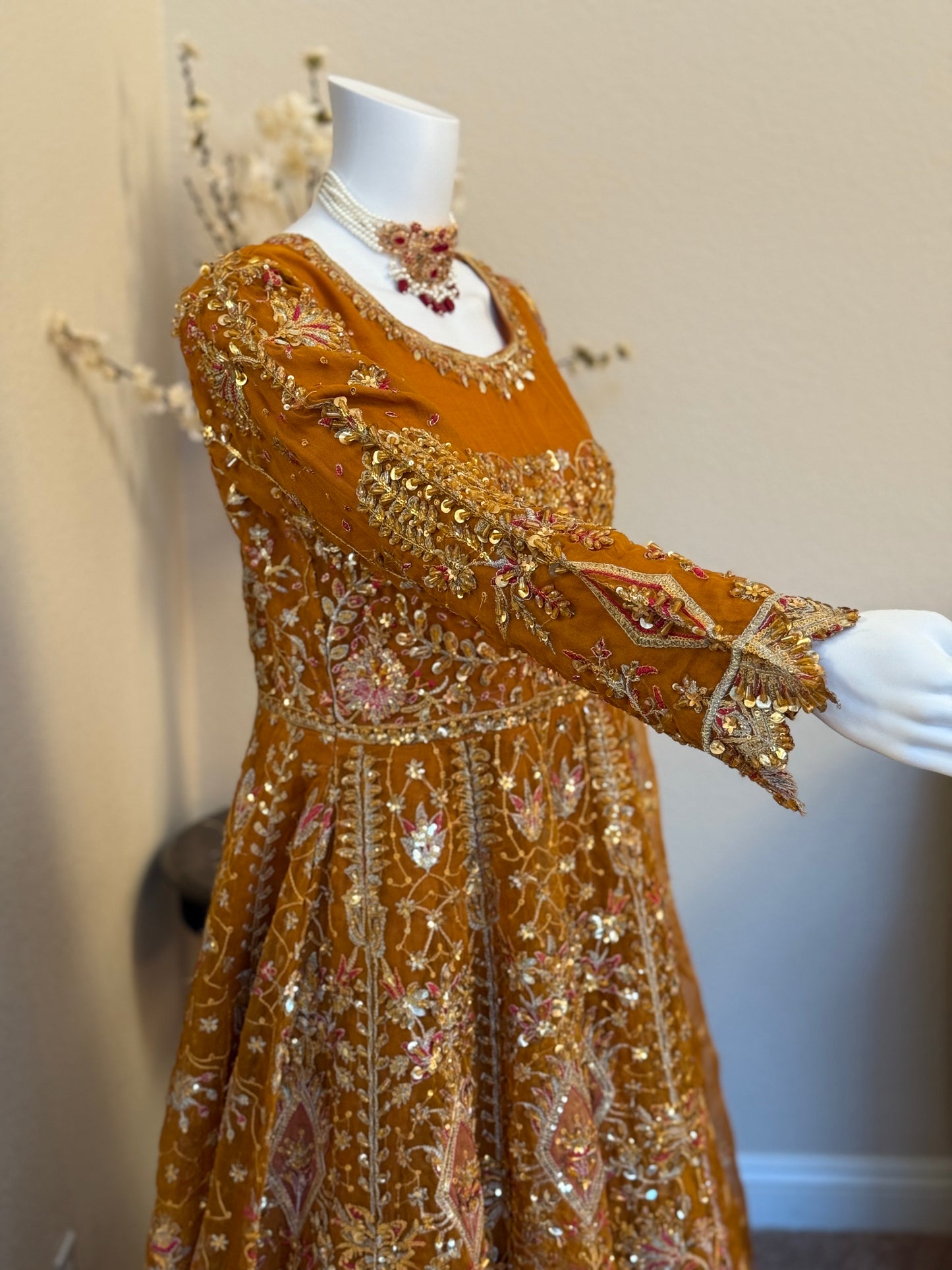 Mustard Frock with Lengha