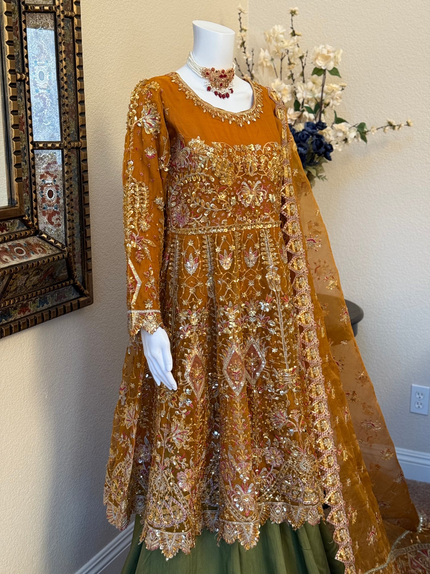 Mustard Frock with Lengha