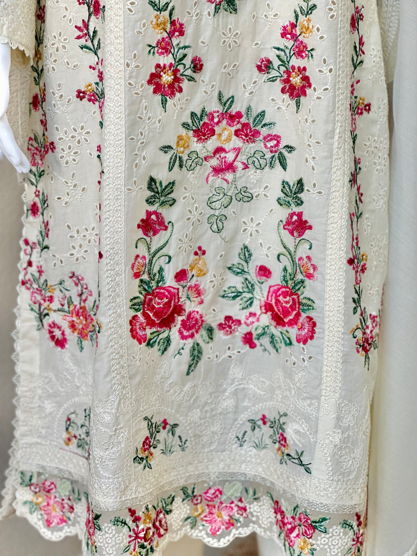 White Floral Kameez with trouser