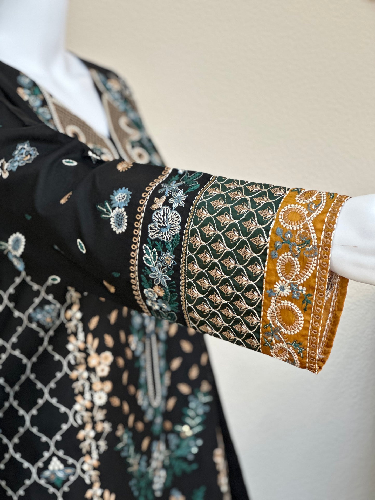 Black Floral Kameez with Trouser