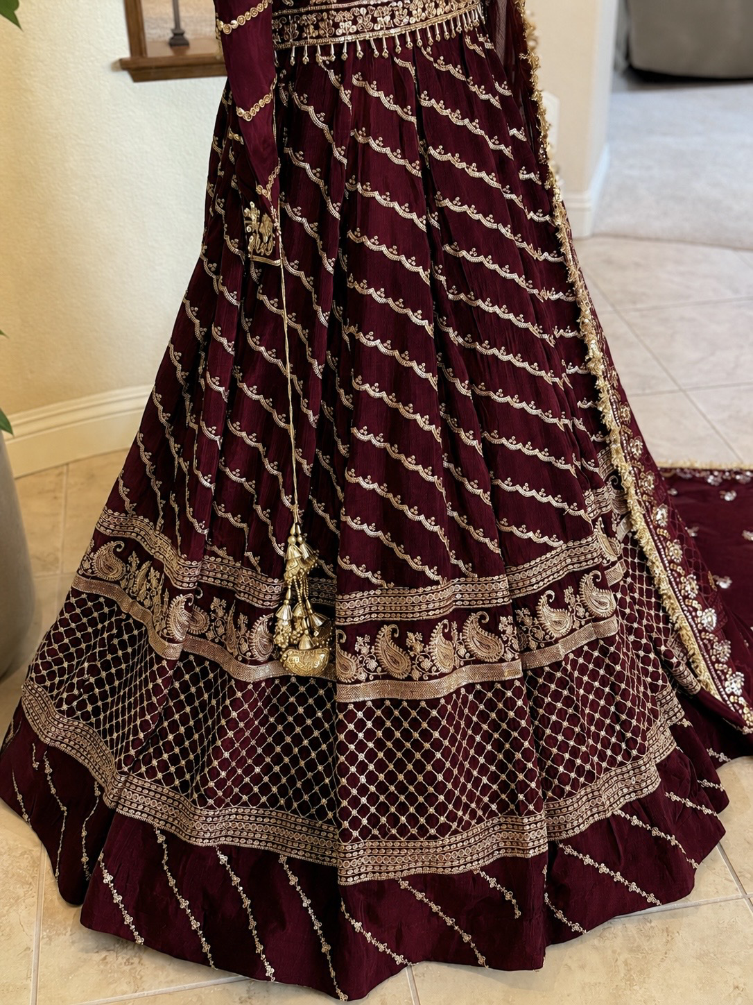 Maroon Lengha