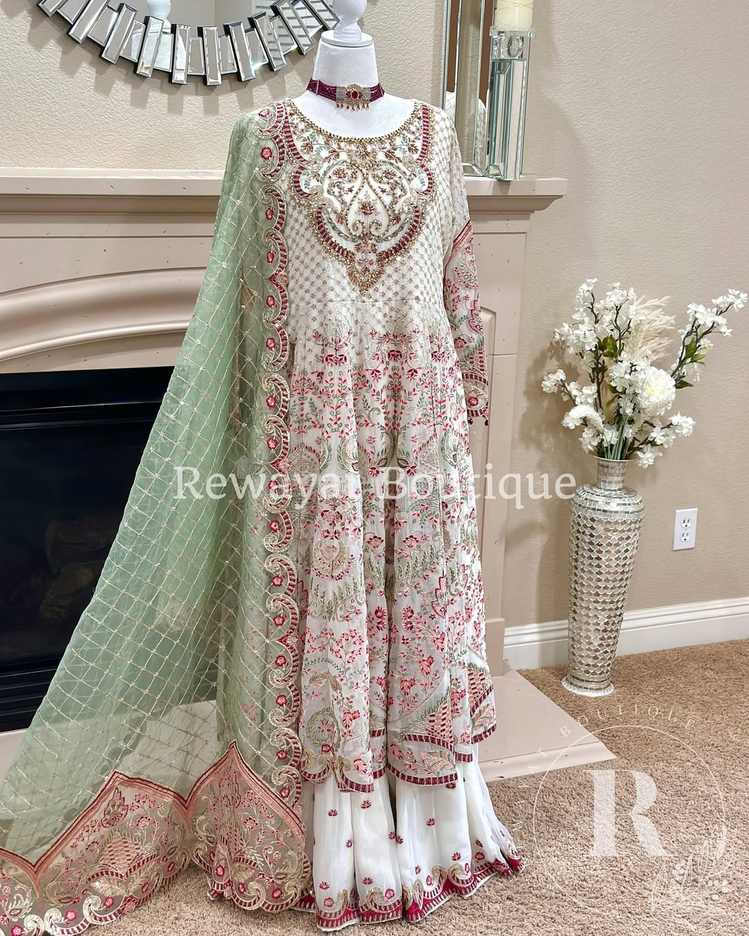 White Floral Maxi With Gharara