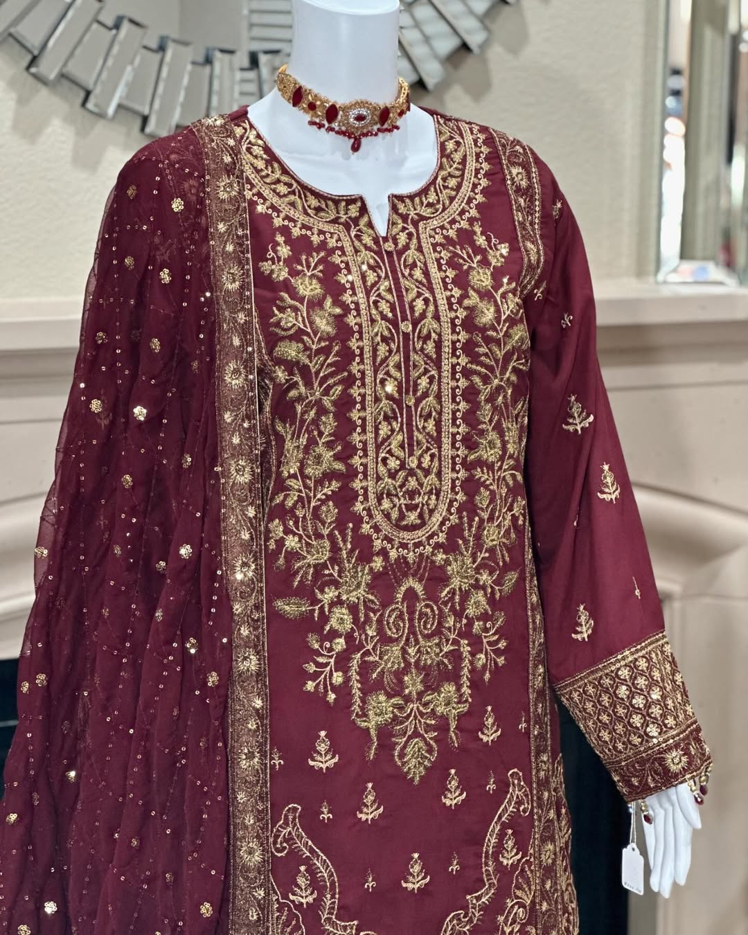 Maroon Kameez With Trouser