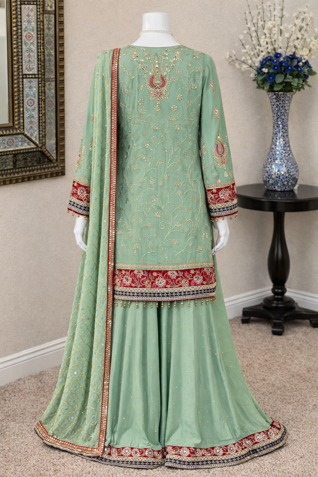 Soft Sage Sharara Suit