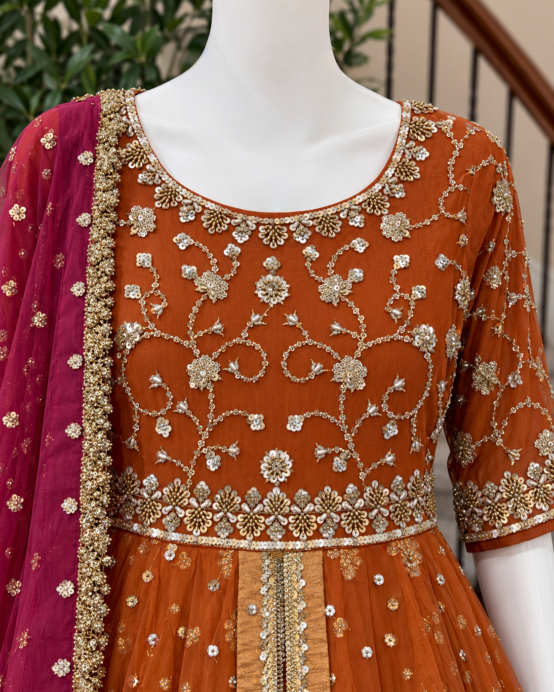 Rust Orange Open Maxi Gown