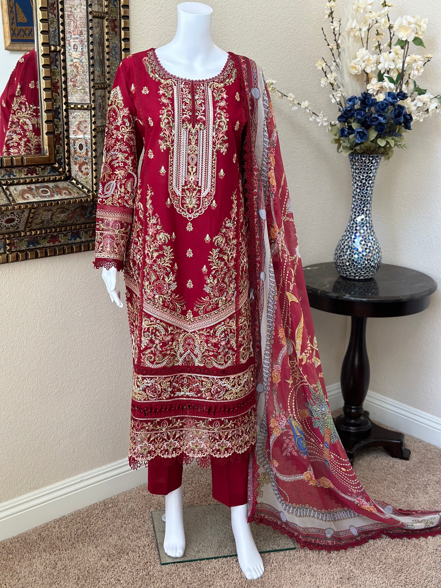 Red Kameez with Trouser