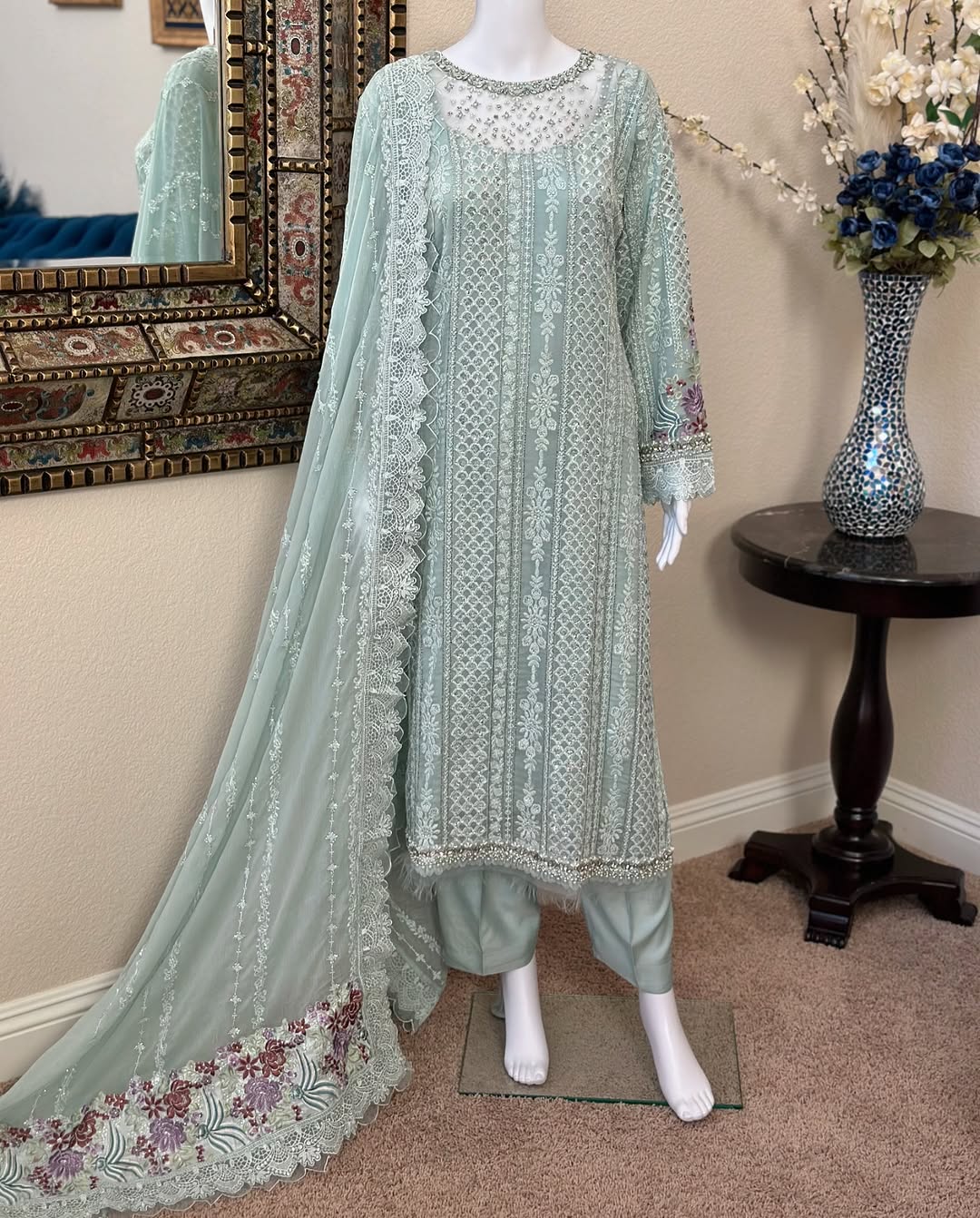 Light Blue Kameez With Trouser