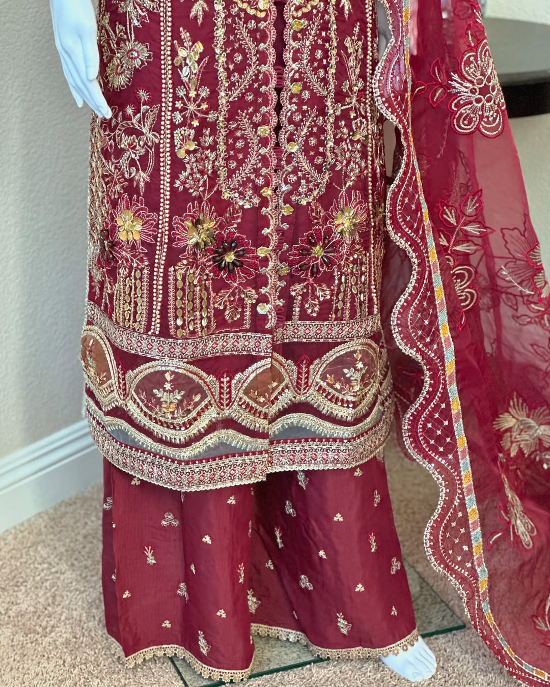 Maroon Plazzo Suit