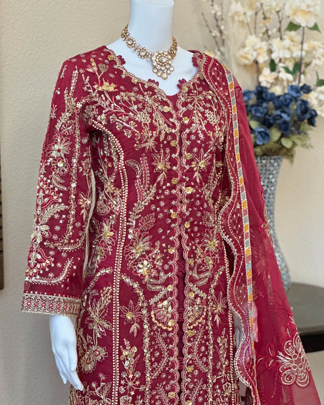 Maroon Plazzo Suit