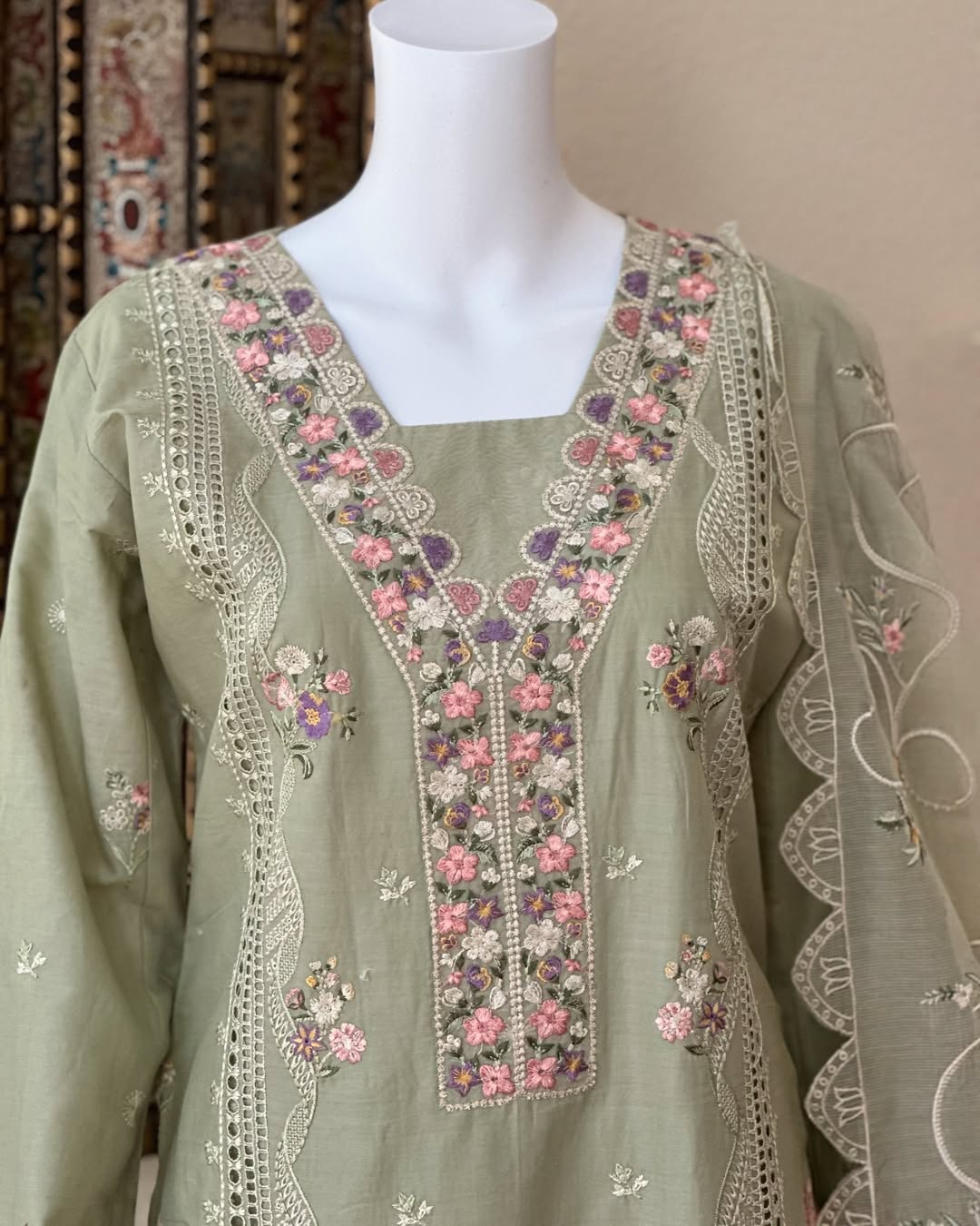 Pastel Green Kameez with Trouser