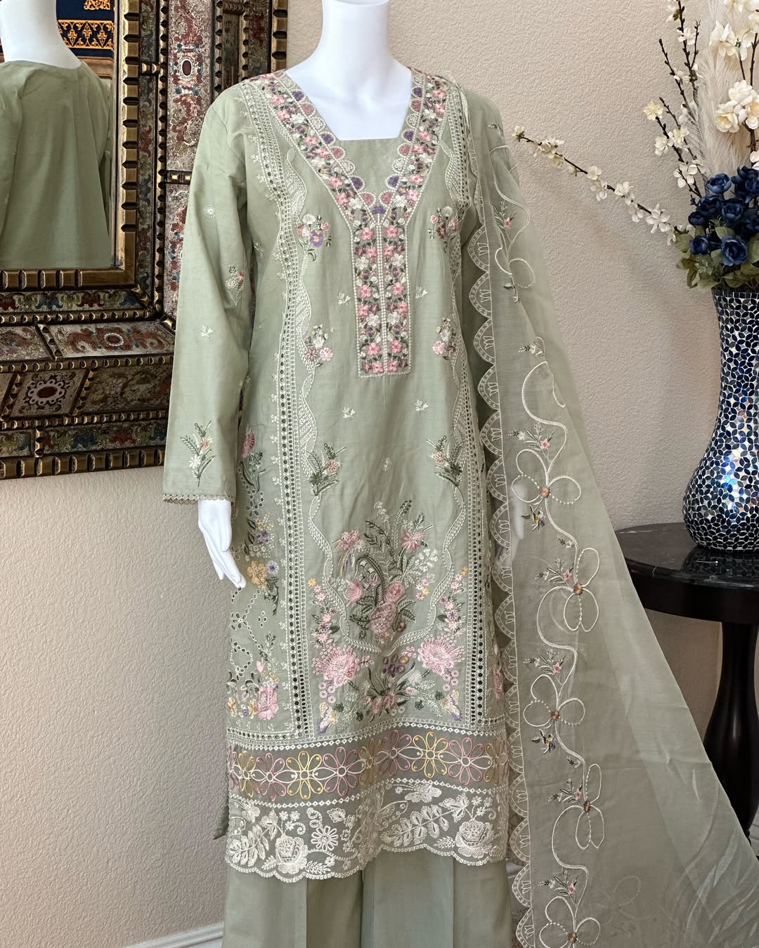 Pastel Green Kameez with Trouser