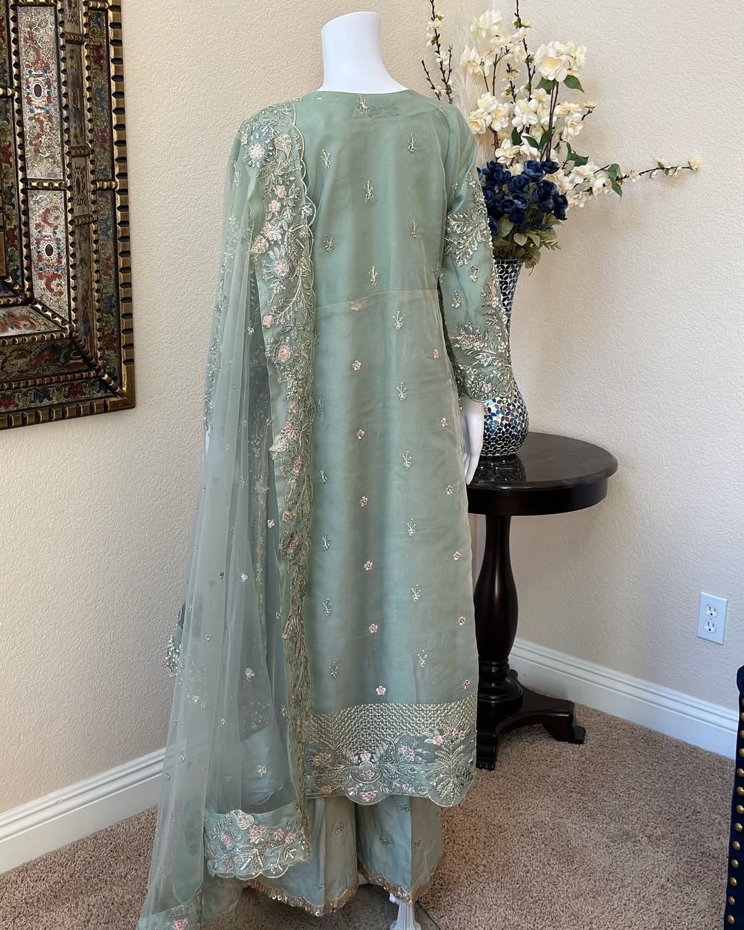 Pastel Green - Slit Style Maxi with Trouser