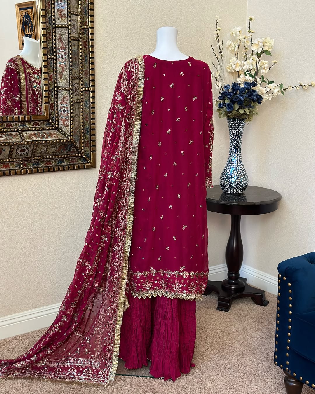 Maroon Plazzo Suit