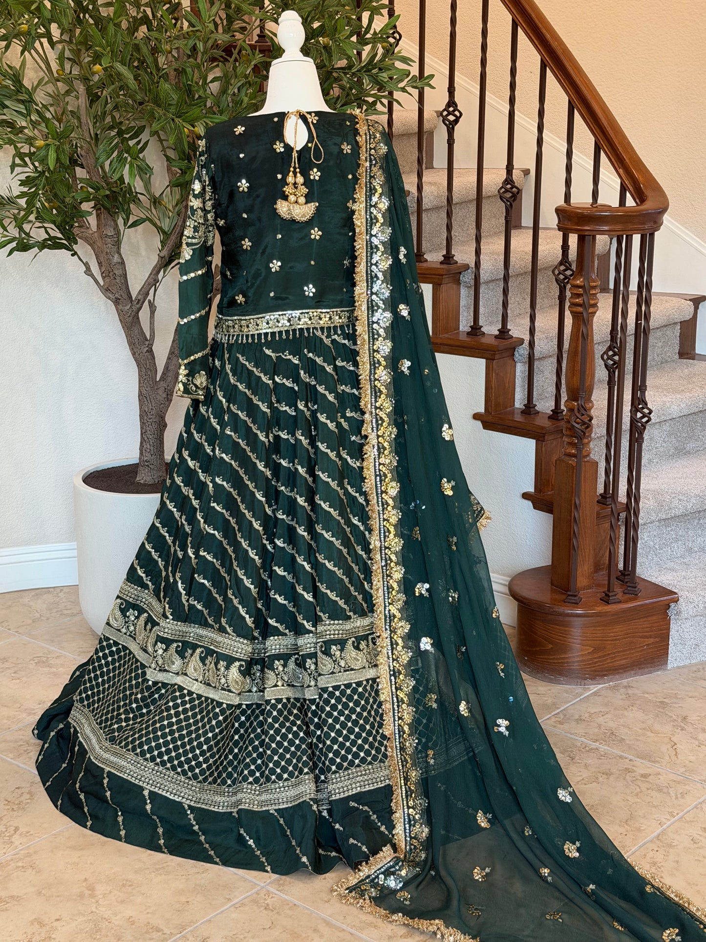 Mehndi Green Lengha