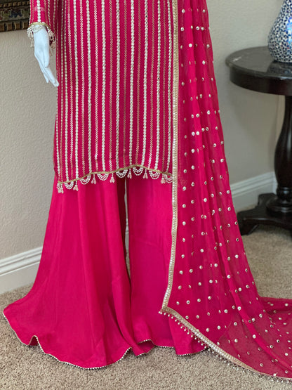 Magenta Plazzo Suit