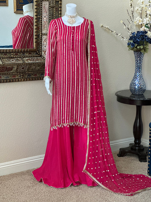 Magenta Plazzo Suit