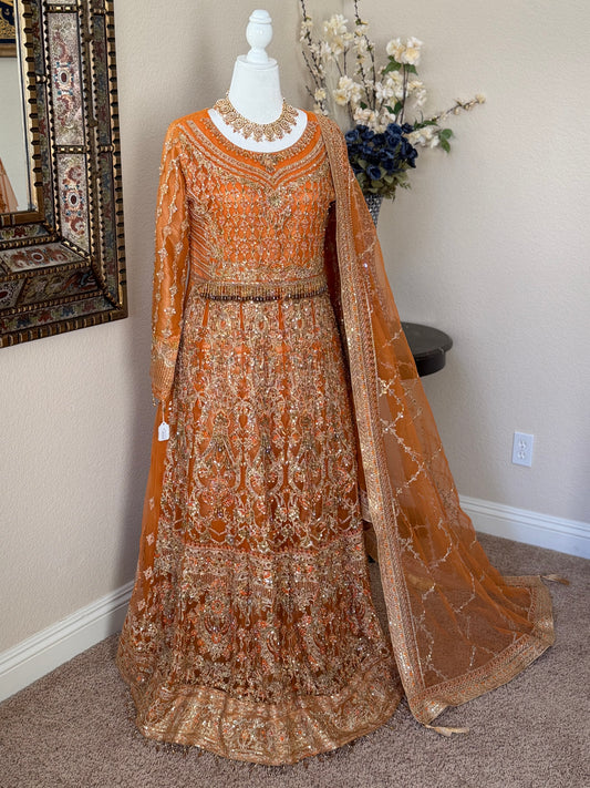 Rust Orange Maxi Gown
