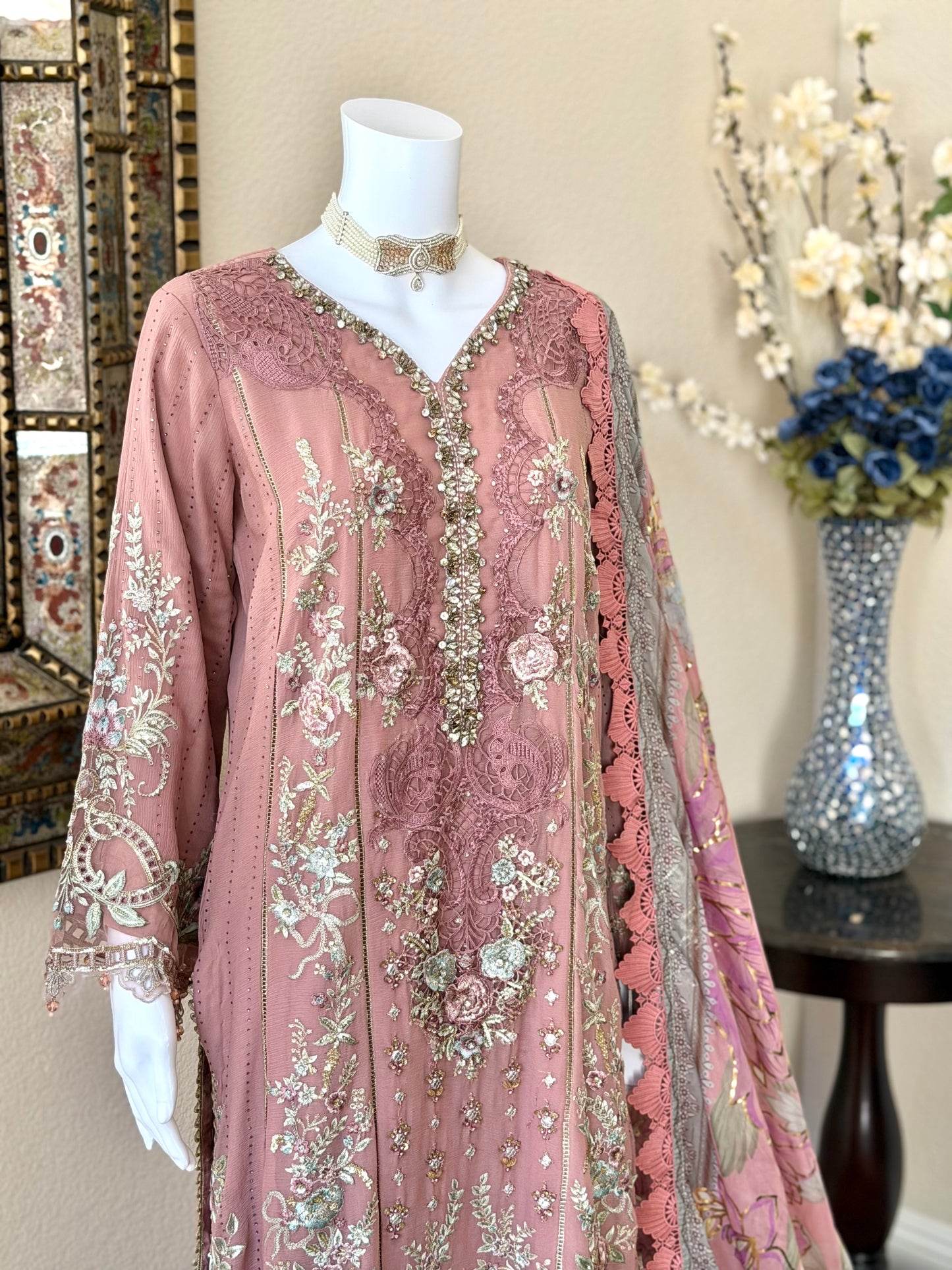 Rose Pink Kameez with Plazzo