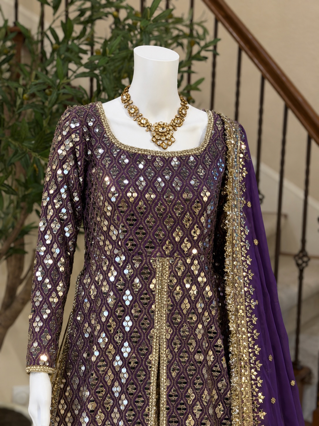 Dark Purple Open Maxi with Lengha