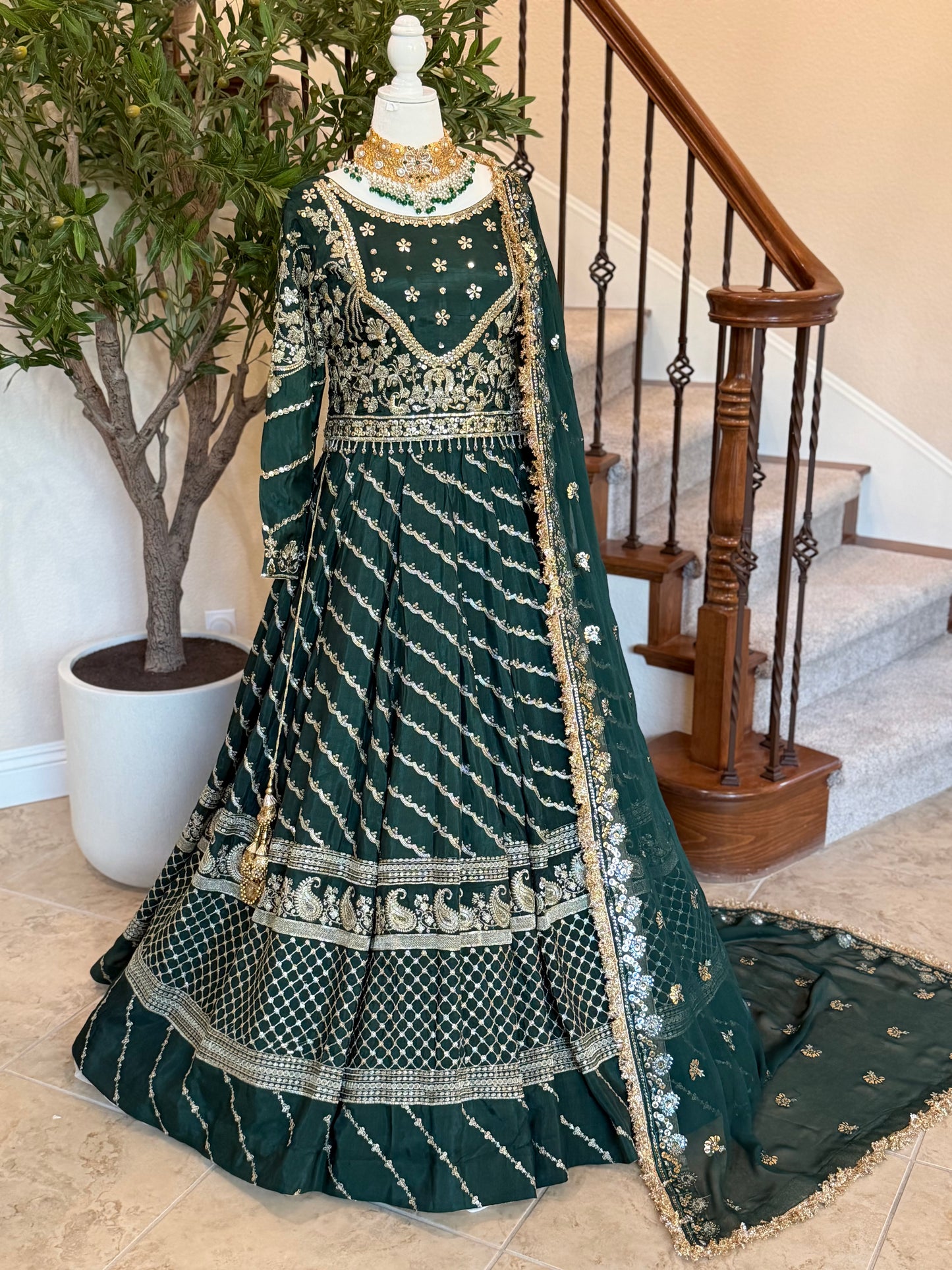 Mehndi Green Lengha