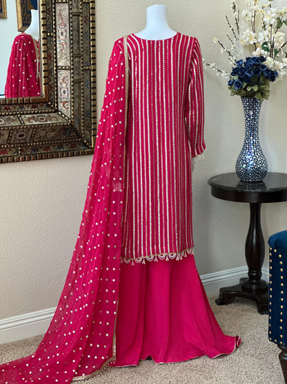 Magenta Plazzo Suit