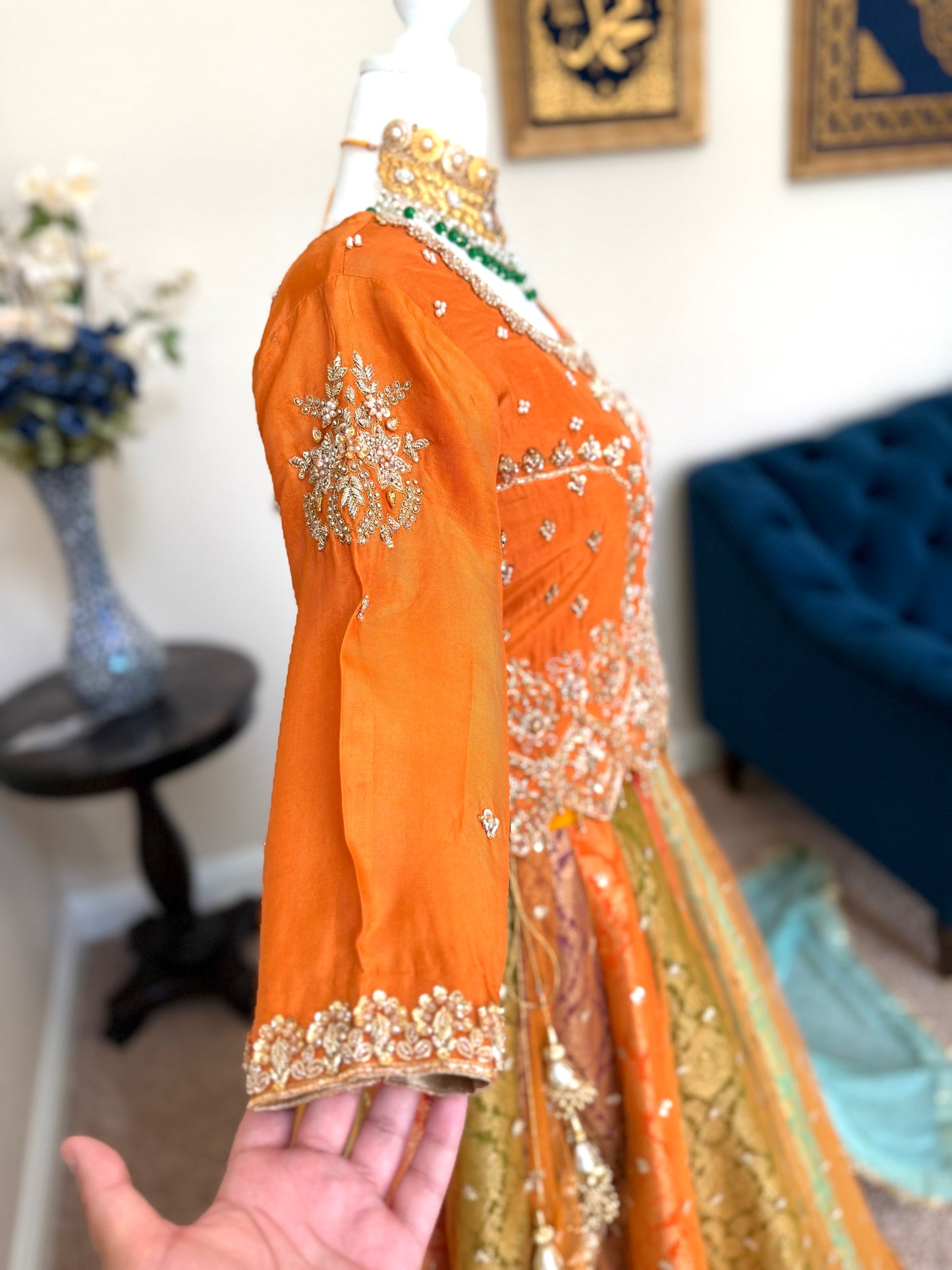 Satrangi Lengha - Orange Zardosi Blouse
