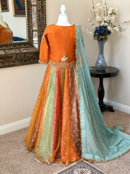 Satrangi Lengha - Orange Zardosi Blouse