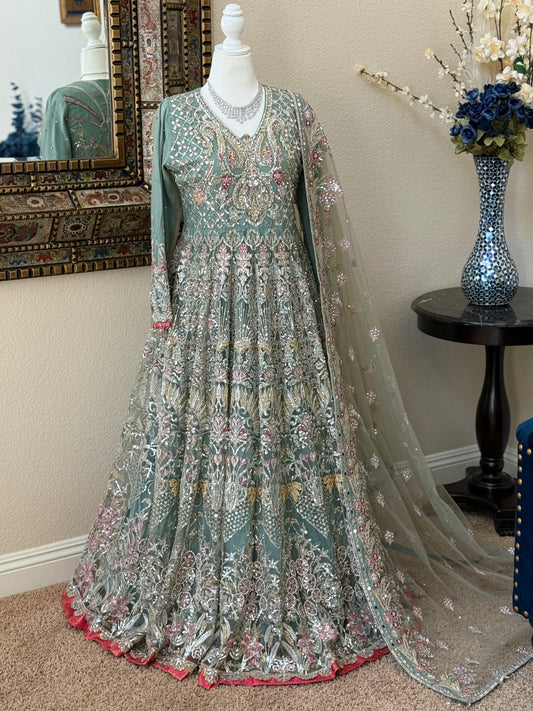 Pastel Teal Maxi Gown